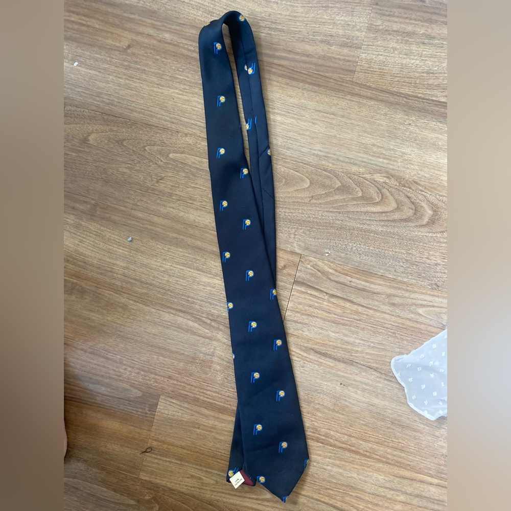 Indiana NBA Pacer Basketball Embroidered Logo Navy/Yellow Tie